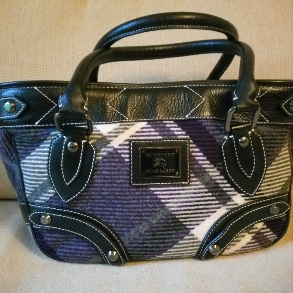 Rare Burberry Blue & White Nova Check Tote Bag - Picture 12 of 12